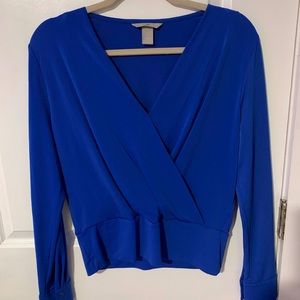 H&M Cobalt Blue V-Neck Blouse